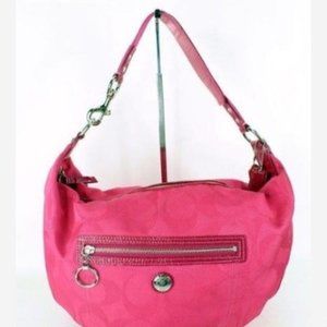 Authentic Coach hot pink Daisy signature canvas & Leather HoBo bag Handbag